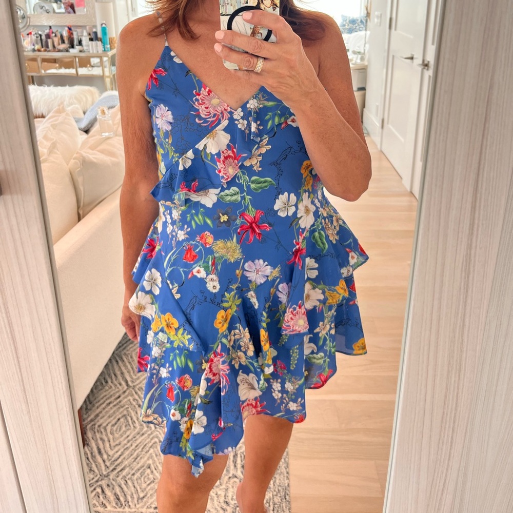 Beautiful cobalt blue flower ruffle dress